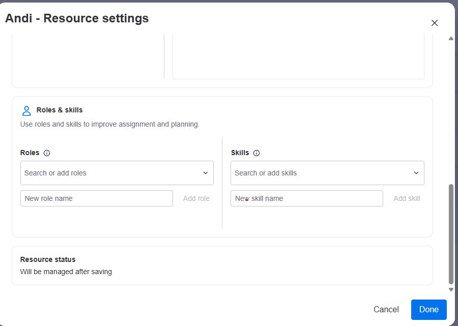 Adding roles and skills to a resource